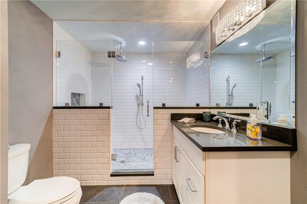 Bathroom, Glass Shower, Interior, Recessed Lighting