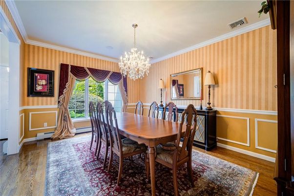 Chandelier, Dining room, Interior, Wood Texture Flooring