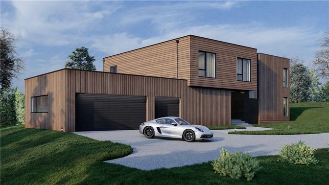 Attached, Exterior, Facade, Modern
