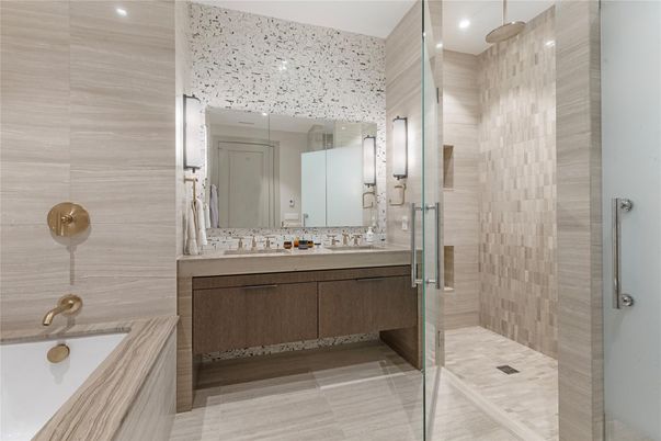 Bathroom, Glass Shower, Interior, Recessed Lighting