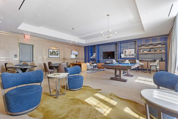Billiard Table, Dining room, Game Room, Interior, Living room, Pendant Lights, Recessed Lighting, Wood Texture Flooring