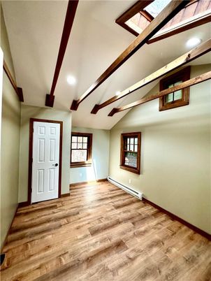 Empty room, Interior, Recessed Lighting, Wooden Beams, Wood Texture Flooring