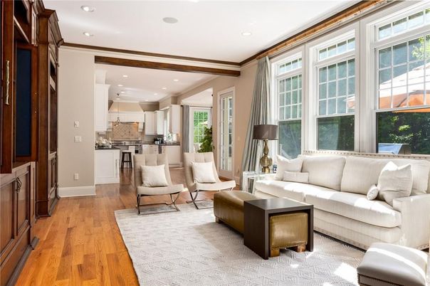 Interior, Kitchen, Living room, Recessed Lighting, Stainless Steel Appliances, Wood Texture Flooring