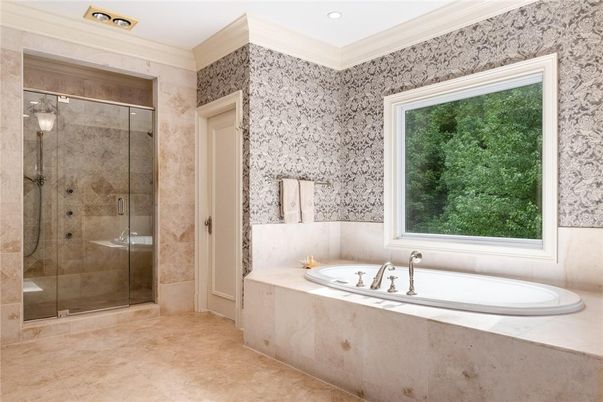 Bathroom, Glass Shower, Interior, Recessed Lighting
