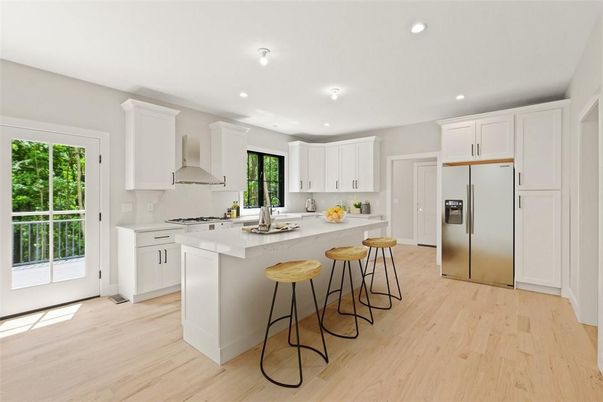 Interior, Kitchen, Recessed Lighting, Wood Texture Flooring
