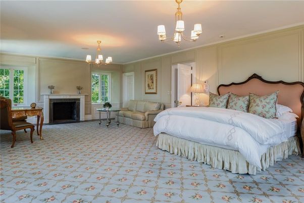 Bedroom, Chandelier, Fireplace, Interior