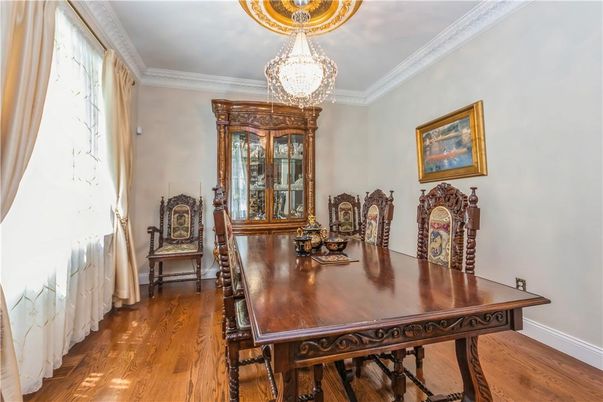 Chandelier, Dining room, Interior, Wood Texture Flooring
