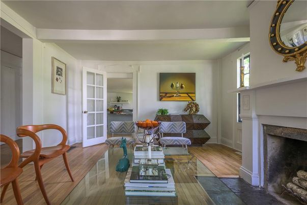 Dining room, Fireplace, Interior, Living room, Wood Texture Flooring