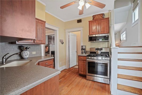 Interior, Kitchen, Stainless Steel Appliances, Wood Texture Flooring