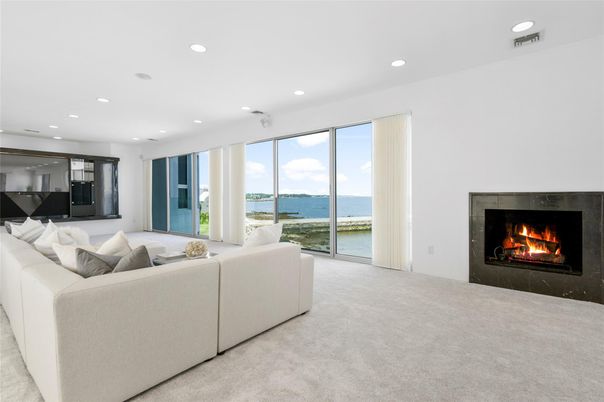 Fireplace, Interior, Living room, Recessed Lighting, Water
