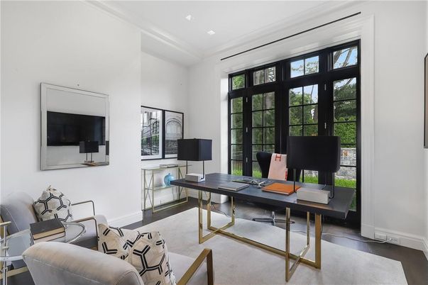 Home Office, Interior, Recessed Lighting, Wood Texture Flooring