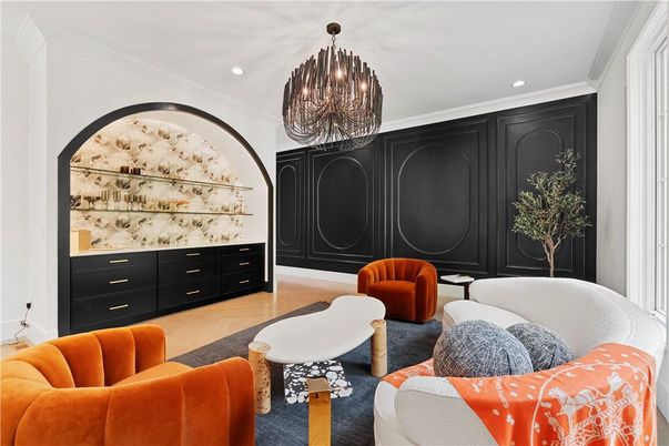 Chandelier, Interior, Living room, Recessed Lighting, Wood Texture Flooring