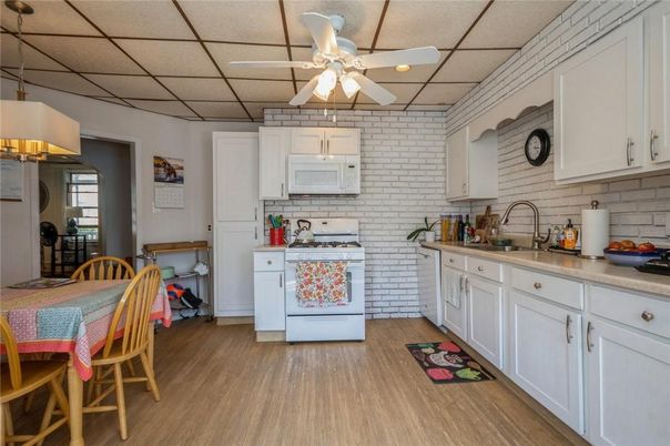 Dining room, Interior, Kitchen, Stone Walls, Wood Texture Flooring