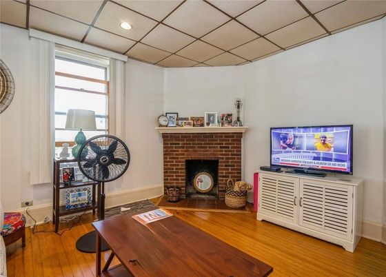 Fireplace, Interior, Recessed Lighting, Wood Texture Flooring