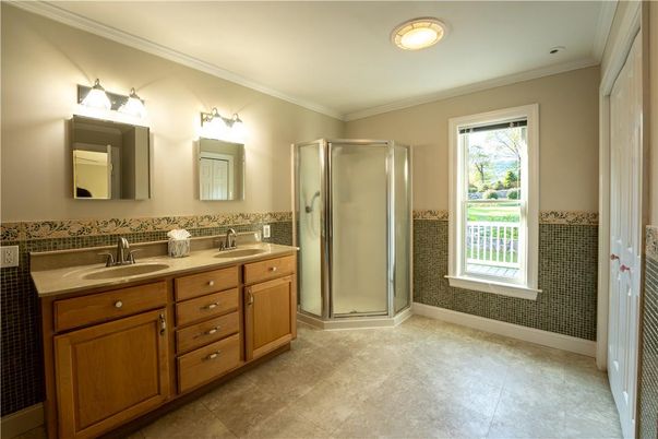 Bathroom, Dual Sink Vanities, Glass Shower, Interior