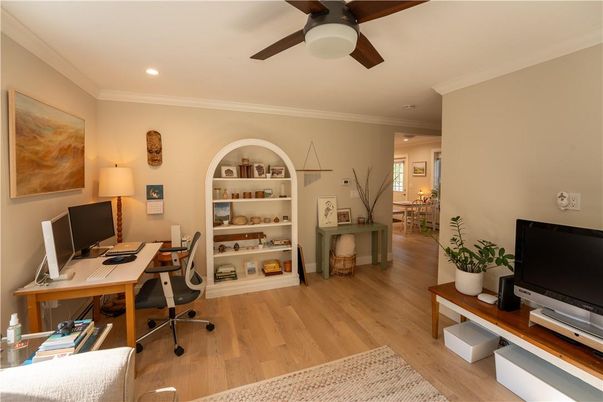 Home Office, Interior, Recessed Lighting, Wood Texture Flooring