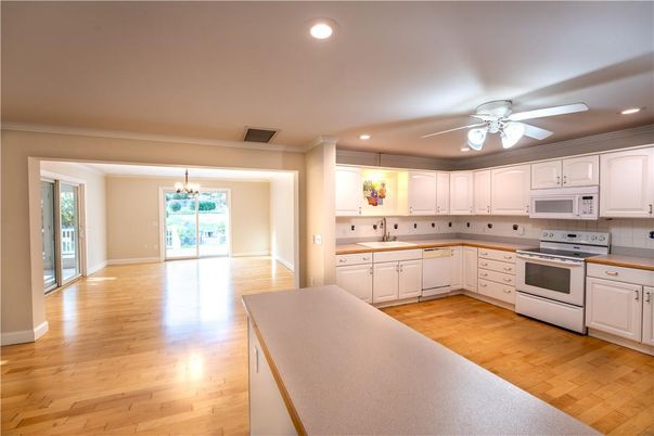 Interior, Kitchen, Recessed Lighting, Wood Texture Flooring
