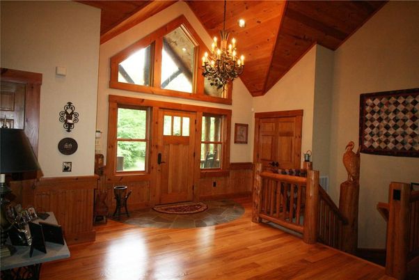 Chandelier, Interior, Recessed Lighting, Wooden Ceilings, Wood Texture Flooring