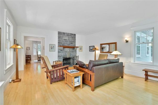 Fireplace, Interior, Living room, Stone Walls, Wood Texture Flooring