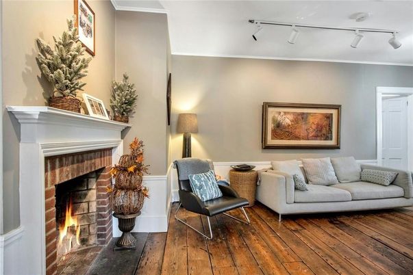 Fireplace, Interior, Wood Texture Flooring