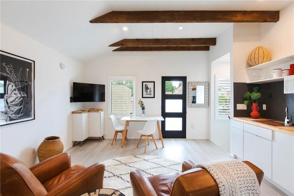 Home Office, Interior, Recessed Lighting, Wooden Beams, Wood Texture Flooring