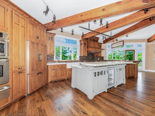 Interior, Kitchen, Wooden Beams, Wood Texture Flooring