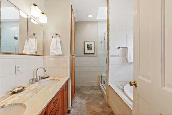 Bathroom, Dual Sink Vanities, Glass Shower, Interior, Recessed Lighting