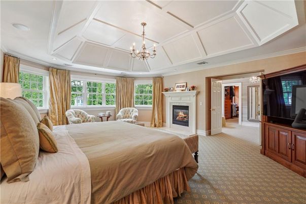 Bedroom, Chandelier, Fireplace, Interior, Recessed Lighting