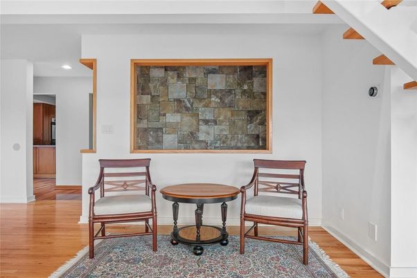 Interior, Recessed Lighting, Stone Walls, Wood Texture Flooring