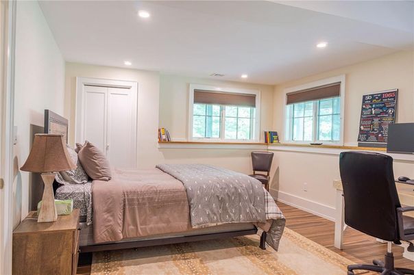 Bedroom, Home Office, Interior, Recessed Lighting, Wood Texture Flooring