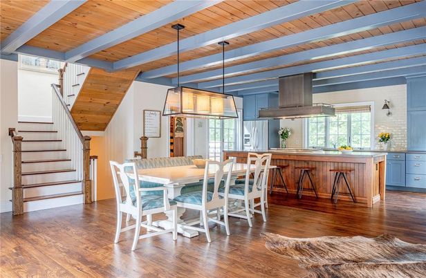 Dining room, Interior, Kitchen, Pendant Lights, Wooden Ceilings, Wood Texture Flooring