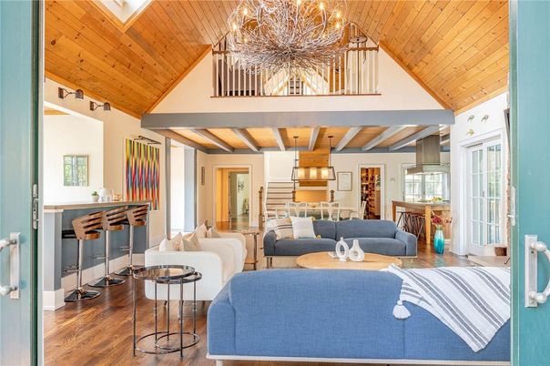 Chandelier, Dining room, Interior, Kitchen, Living room, Wooden Beams, Wooden Ceilings, Wood Texture Flooring