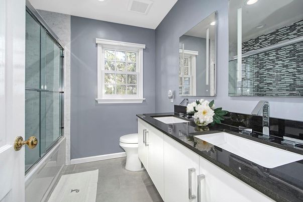Bathroom, Dual Sink Vanities, Glass Shower, Interior, Recessed Lighting