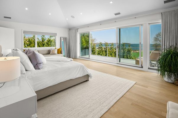 Bedroom, Interior, Recessed Lighting, Water, Wood Texture Flooring