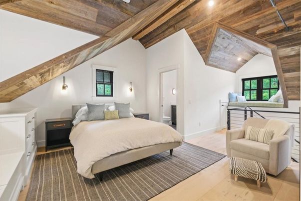 Bedroom, Interior, Wooden Beams, Wooden Ceilings, Wood Texture Flooring