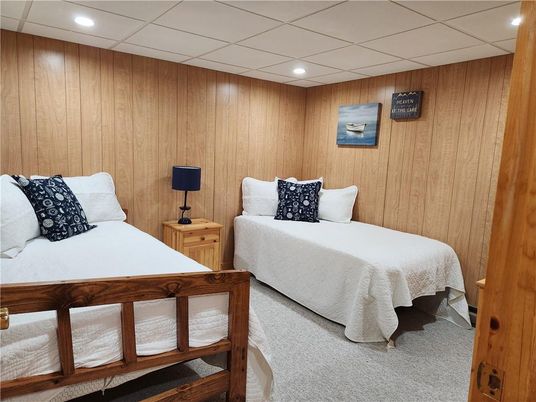 Bedroom, Interior, Recessed Lighting, Wooden Walls