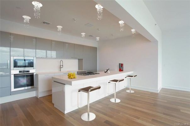 Interior, Kitchen, Pendant Lights, Stainless Steel Appliances, Wood Texture Flooring