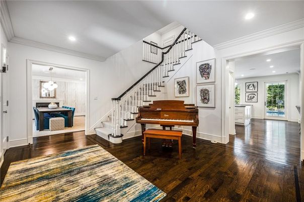 Interior, Pendant Lights, Piano, Recessed Lighting, Wood Texture Flooring