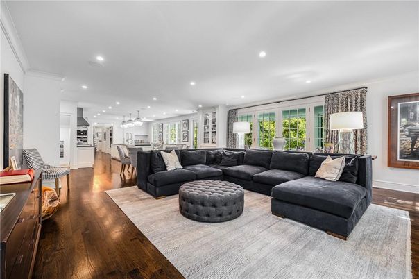 Interior, Kitchen, Living room, Pendant Lights, Recessed Lighting, Stainless Steel Appliances, Wood Texture Flooring