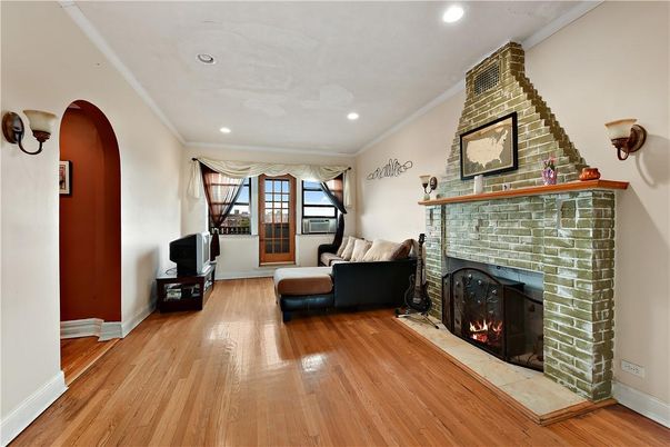 Fireplace, Interior, Recessed Lighting, Wood Texture Flooring