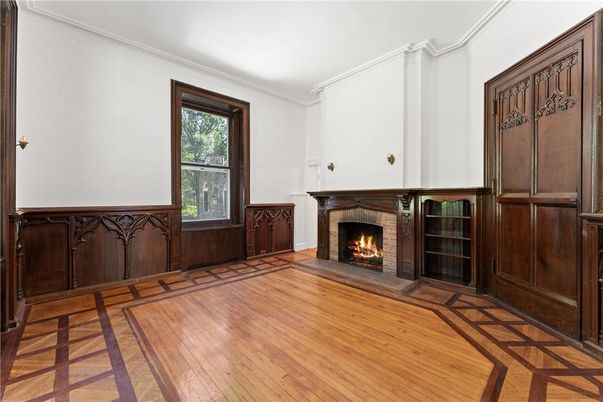 Empty room, Fireplace, Interior, Wood Texture Flooring