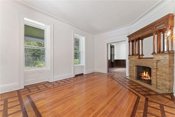 Empty room, Fireplace, Interior, Wood Texture Flooring