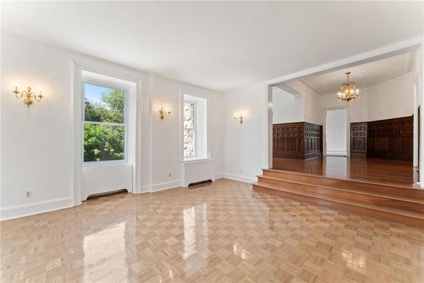Chandelier, Empty room, Interior, Wood Texture Flooring