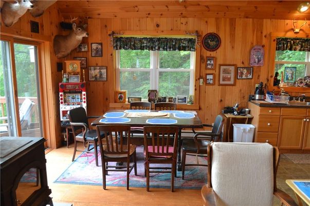 Dining room, Interior, Wood Texture Flooring, Wooden Walls