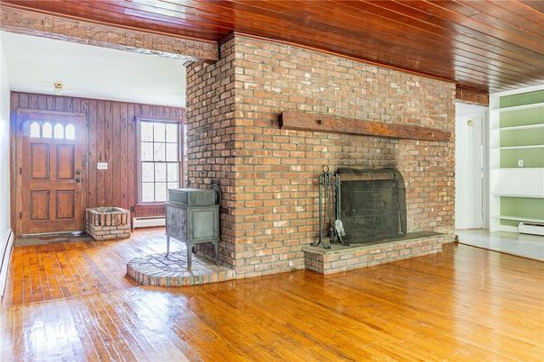 Fireplace, Interior, Stone Walls, Wooden Ceilings, Wood Texture Flooring