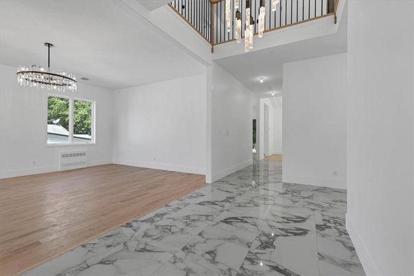Chandelier, Empty room, Interior, Marble, Wood Texture Flooring