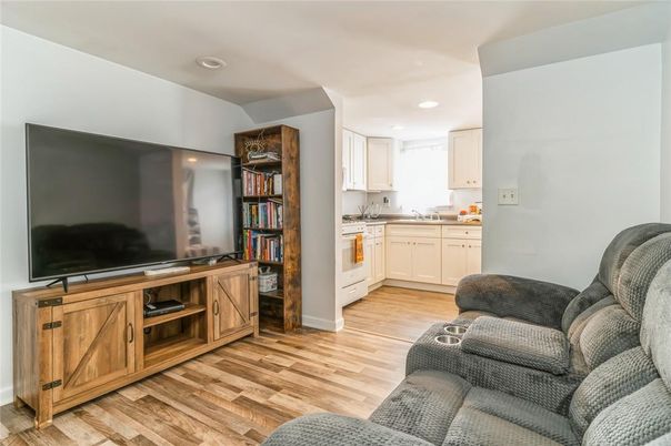 Interior, Kitchen, Living room, Recessed Lighting, Wood Texture Flooring