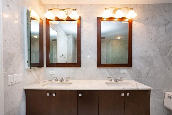 Bathroom, Dual Sink Vanities, Interior, Marble Walls