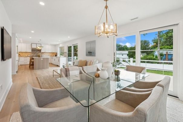 Dining room, Interior, Kitchen, Living room, Pendant Lights, Recessed Lighting, Wood Texture Flooring