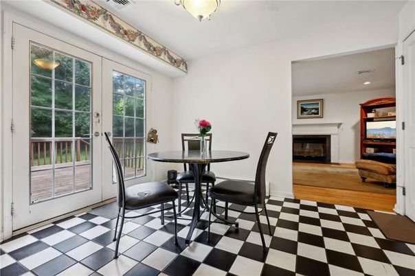 Dining room, Fireplace, Interior, Recessed Lighting